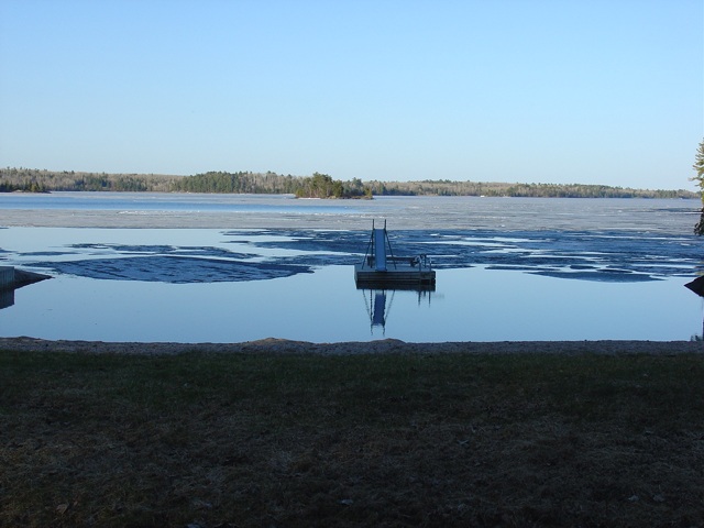 Ice chunks around the swim raft at 7pm
